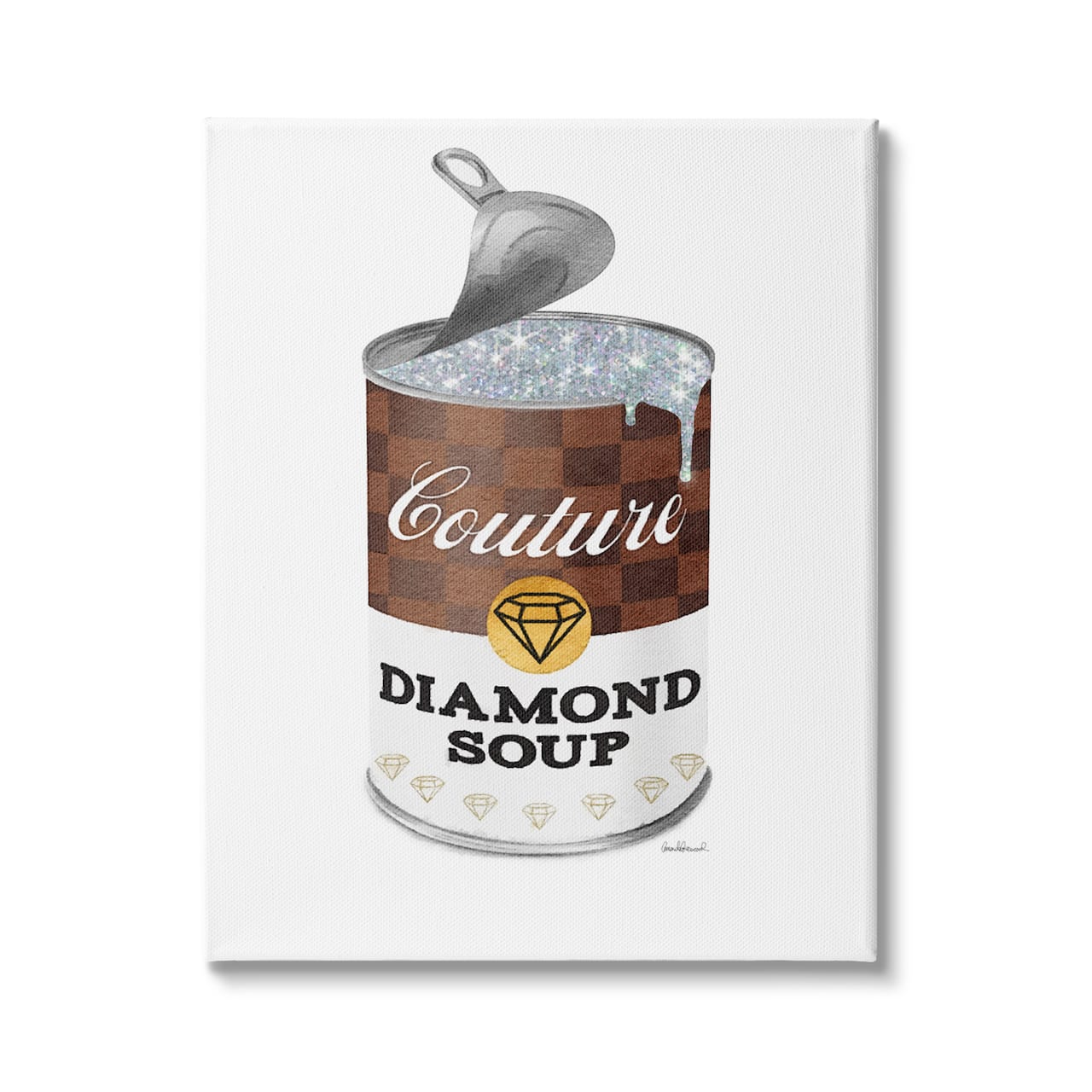 Stupell Industries Couture Fashion Pop Condensed Soup Can Brown Glam Canvas Wall Art